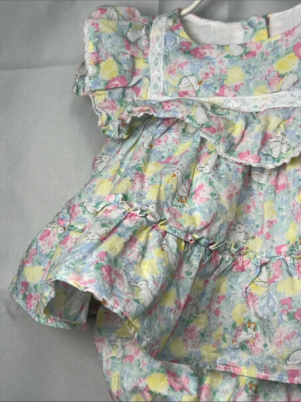 Janie and Jack Pastel Floral Ruffle Dress & Diaper Cover - Pink, Yellow, Blue
